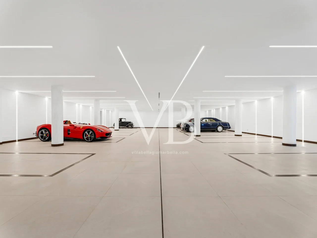 Luxury and spacious garage with exclusive cars